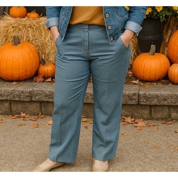 ALFRED DUNNER Woman's Blue Pull Up Elastic Waist Pants Size 18 Career Capsule - Picture 1 of 7